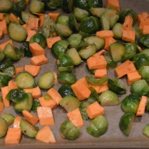 spruitjes en zoete aardappel voor oven