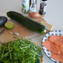 spaghetti courgetti zalm