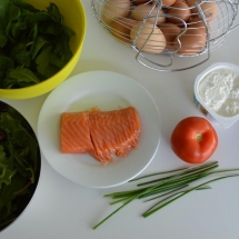 omelet met zalm en cottagecheese