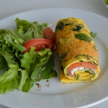 omelet met zalm en cottagecheese