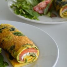 omelet met zalm en cottagecheese